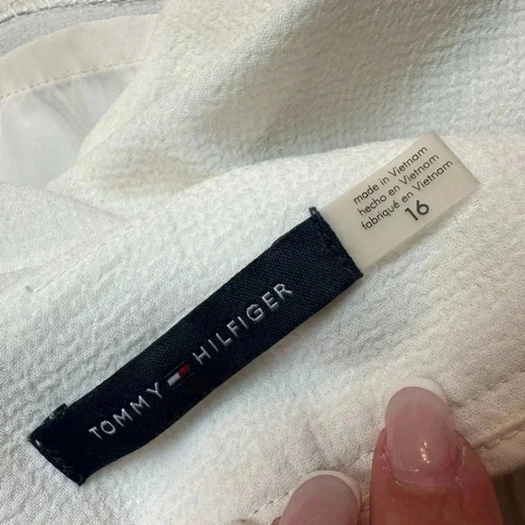 TOMMY HILFIGER Womens Ivory Zippered Scalloped Hem  A-Line Skirt Size 16 - Picture 8 of 11